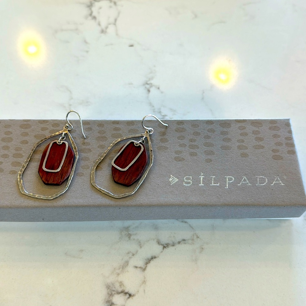 Silpada silver and wood earrings